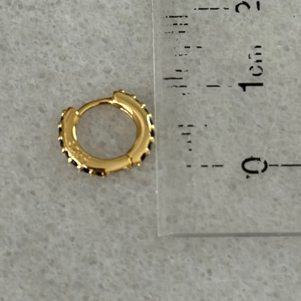 COPY - COPY - Gold Black Crystal Mini Small Huggie Hoop Earrings